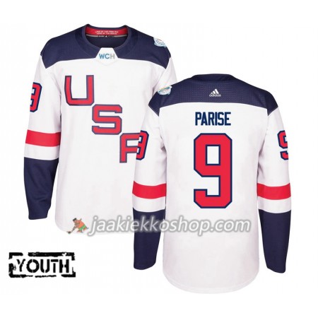 USA Team Pelipaita Zach Parise 9 2016 World Cup Lapsille Valkoinen Premier Paita